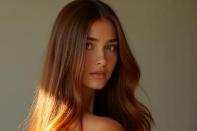 donna con capelli lunghi e sani dopo un trattamento alle erbe